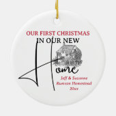 Onze eerste kerst nieuwe huis huisje keramisch ornament (Achterkant)