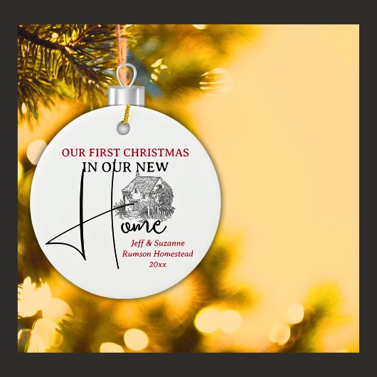 Onze eerste kerst nieuwe huis huisje keramisch ornament