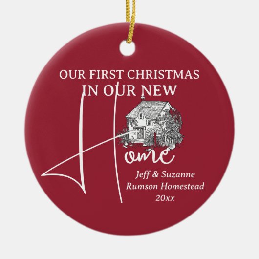 Onze eerste kerst nieuwe huisje FOTO Keramisch Ornament (Voorkant)