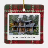 Onze eerste kerst nieuwe thuis foto kerst keramisch ornament (Achterkant)