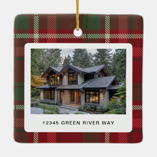 Onze eerste kerst nieuwe thuis foto kerst keramisch ornament (Achterkant)