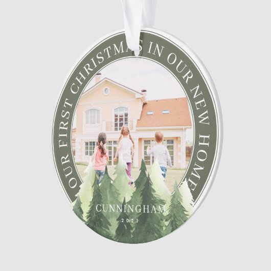 Onze eerste kerst nieuwe thuisfoto Keepomwille Ornament (voorkant)