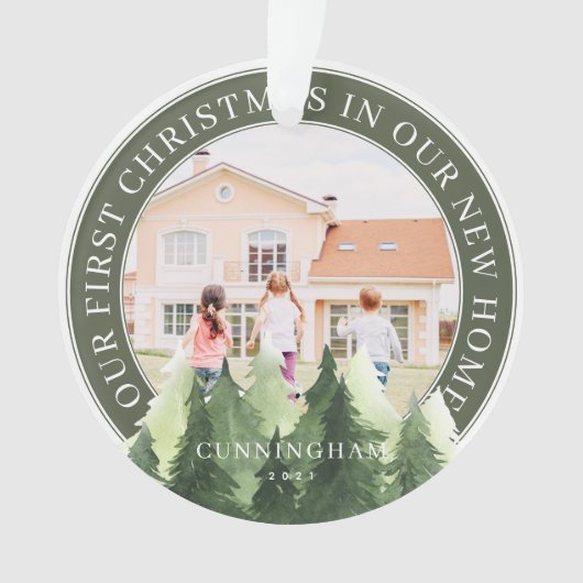 Onze eerste kerst nieuwe thuisfoto Keepomwille Ornament (voorkant)