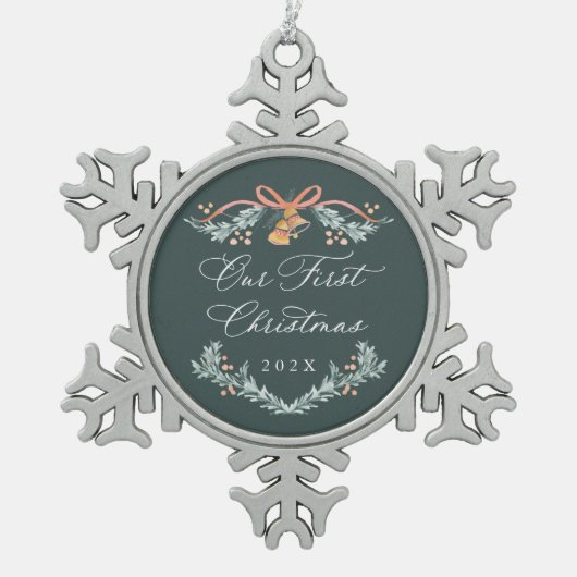 Onze Eerste Kerst Nieuwgetrouwd Aandenken Ornament (Voorkant)