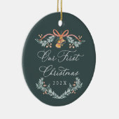 Onze Eerste Kerst Nieuwgetrouwd Foto Ornament (Rechts)