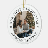 Onze eerste kerst op het nieuwe adres – foto keramisch ornament (Links)