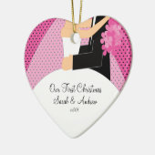 Onze eerste kerst Ornament bruid & bruidegom (Links)