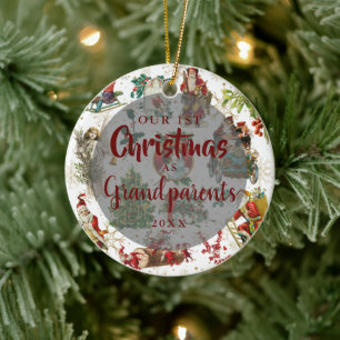 Onze Eerste Kerst Ouders Vintage Foto Keramisch Ornament