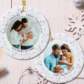 Onze eerste kerst | Paarse foto Ditsy Snowflake Keramisch Ornament