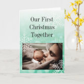 Onze eerste kerst, papa en kind gepersonaliseerd kaart (Gele Bloem)