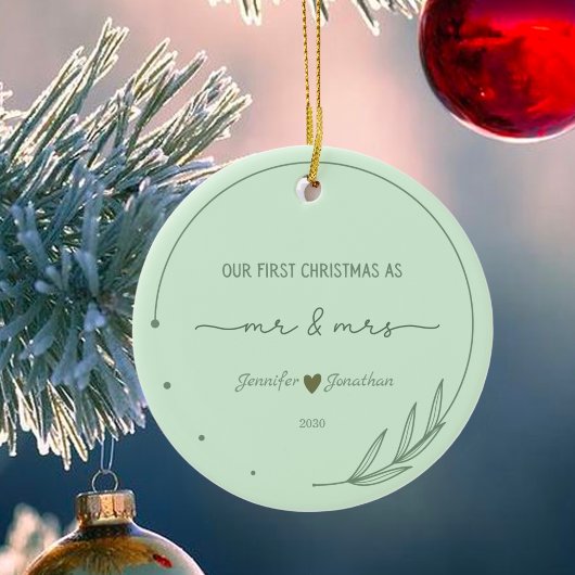 Onze eerste kerst Pas getrouwd foto naam datum Keramisch Ornament
