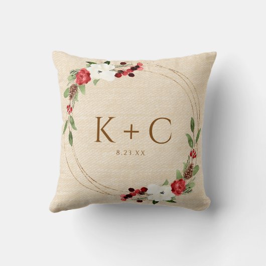 Onze eerste kerst Pas getrouwd kerstwinter Kussen (Achterkant)