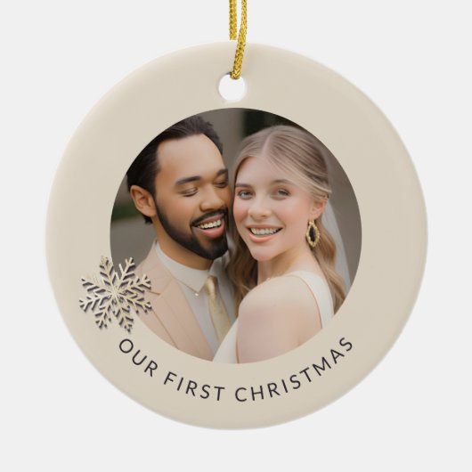 Onze eerste kerst Pas getrouwd Ornament (Voorkant)
