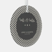 Onze eerste kerst Pas getrouwd Retro meneer en mev Glas Ornament (Voorkant Rechts)