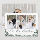 Onze eerste kerst Pas getrouwd vakantie fotokaart Feestdagenkaart (Voorkant / Achterkant)