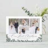 Onze eerste kerst Pas getrouwd vakantie fotokaart Feestdagenkaart (Staand voorkant)