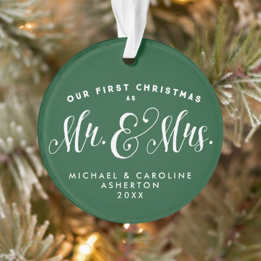 Onze eerste kerst pasgetrouwde groene vakantie ornament (Boom)