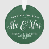 Onze eerste kerst pasgetrouwde groene vakantie ornament (voorkant)