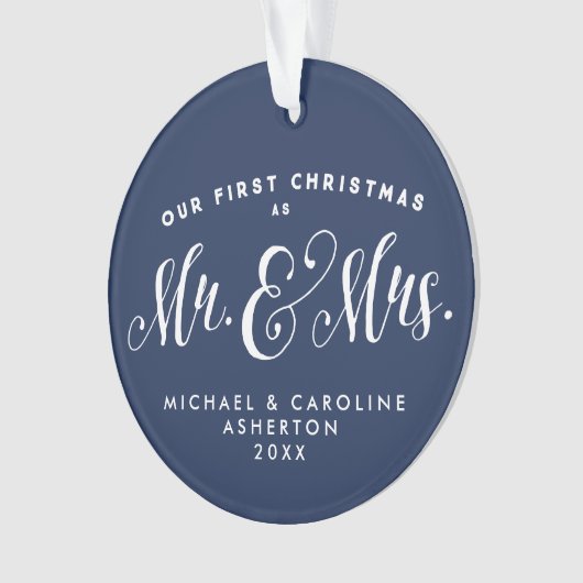 Onze eerste kerst pasgetrouwde marine vakantie ornament (voorkant)