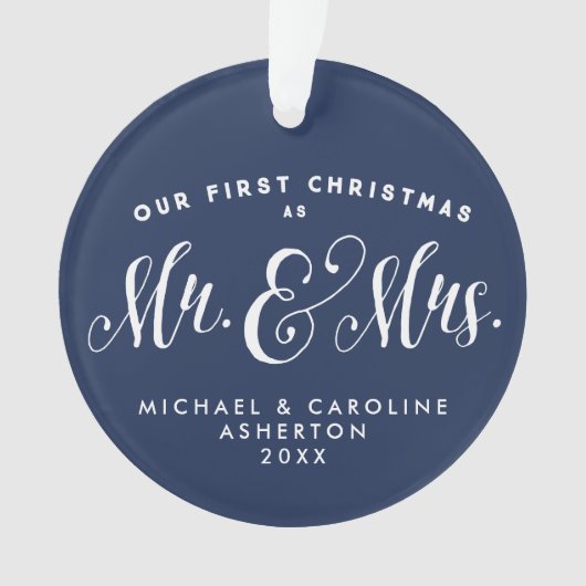 Onze eerste kerst pasgetrouwde marine vakantie ornament (voorkant)