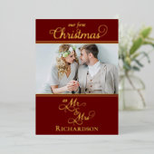 Onze eerste kerst Passen getrouwd Folie Feestdagenkaart (Staand Voorkant)