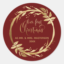 Onze eerste Kerst Passen getrouwd Goud Bourgogne