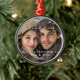 Onze Eerste Kerst Persoonlijke Foto  Metalen Ornament