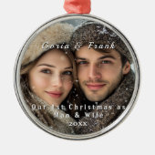 Onze Eerste Kerst Persoonlijke Foto  Metalen Ornament (Voorkant)