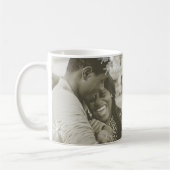 Onze Eerste Kerst Rode Sneeuwvlokken Minimalistisc Koffiemok (Links)