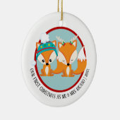 Onze eerste kerst rode vossen gepersonaliseerd keramisch ornament (Rechts)