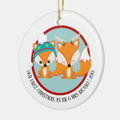 Onze eerste kerst rode vossen gepersonaliseerd keramisch ornament (Links)