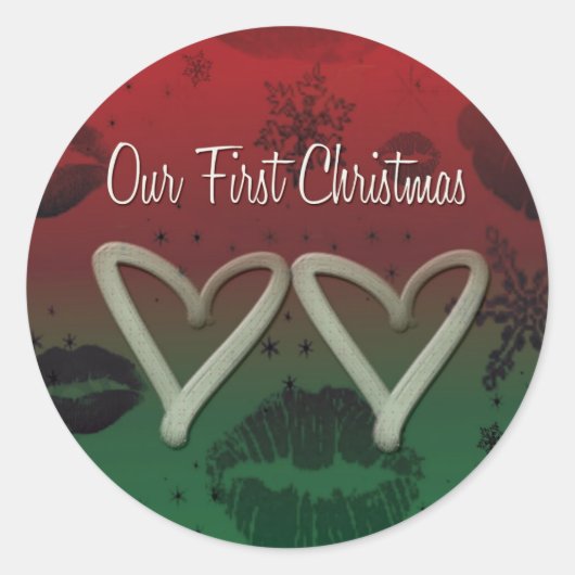 Onze eerste kerst ronde sticker (Voorkant)