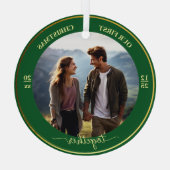 Onze eerste kerst samen 1 foto gouden Lijst Glas Ornament (Achterkant)