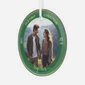 Onze eerste kerst samen 1 foto gouden Lijst Glas Ornament (Voorkant links)