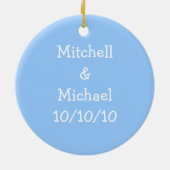 Onze eerste kerst samen 2010 (GLBT Snowmen) Keramisch Ornament (Achterkant)