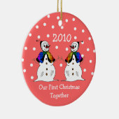 Onze eerste kerst samen 2010 (GLBT-vrouwen) Keramisch Ornament (Rechts)