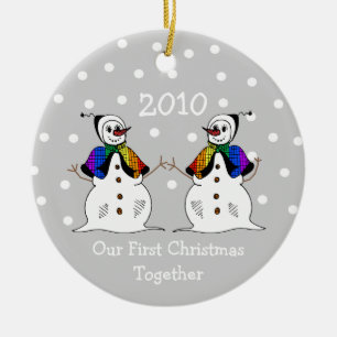Onze eerste kerst samen 2010 (GLBT-vrouwen) Keramisch Ornament