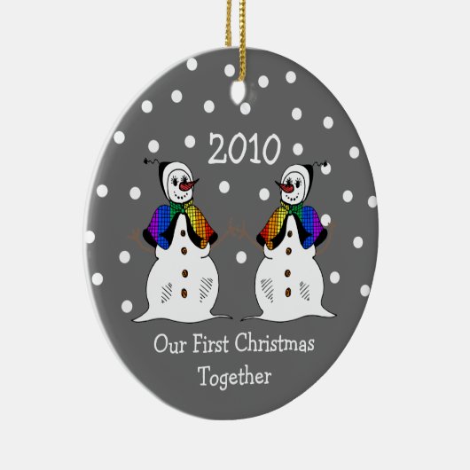 Onze eerste kerst samen 2010 (GLBT-vrouwen) Keramisch Ornament (Rechts)