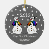Onze eerste kerst samen 2010 (GLBT-vrouwen) Keramisch Ornament (Voorkant)