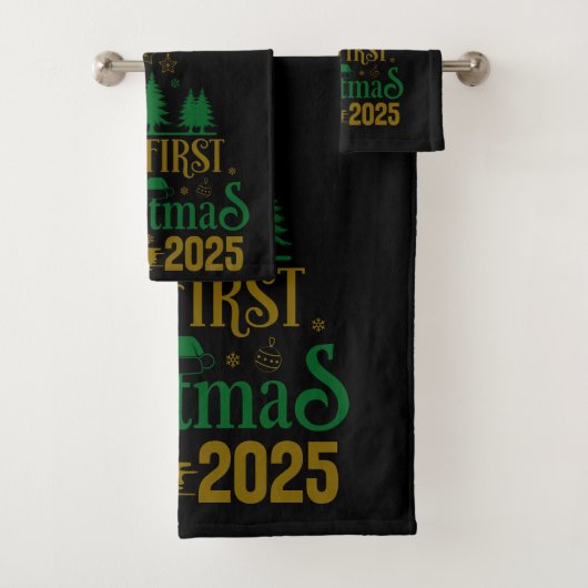 Onze eerste kerst samen 2025 Zwart Bad Handdoek (Insitu)