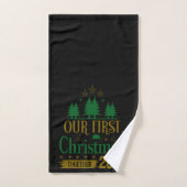 Onze eerste kerst samen 2025 Zwart Bad Handdoek (Handdoek)