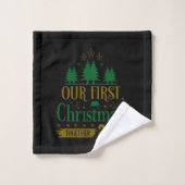 Onze eerste kerst samen 2025 Zwart Bad Handdoek (Wasdoekje)