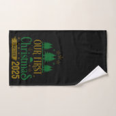 Onze eerste kerst samen 2025 Zwart Bad Handdoek (Handdoek)