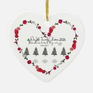Onze eerste kerst samen 2026 Hartvormige kerstboom Keramisch Ornament