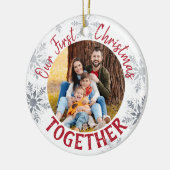Onze eerste kerst samen. Aangepaste foto - Rood Keramisch Ornament (Links)