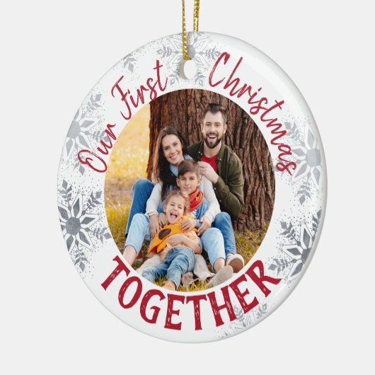 Onze eerste kerst samen. Aangepaste foto - Rood Keramisch Ornament (Links)