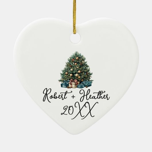 Onze eerste kerst samen aangepaste koppel naam keramisch ornament (Achterkant)