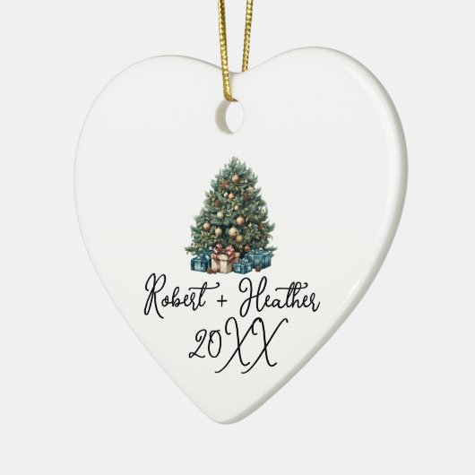 Onze eerste kerst samen aangepaste koppel naam keramisch ornament (Links)