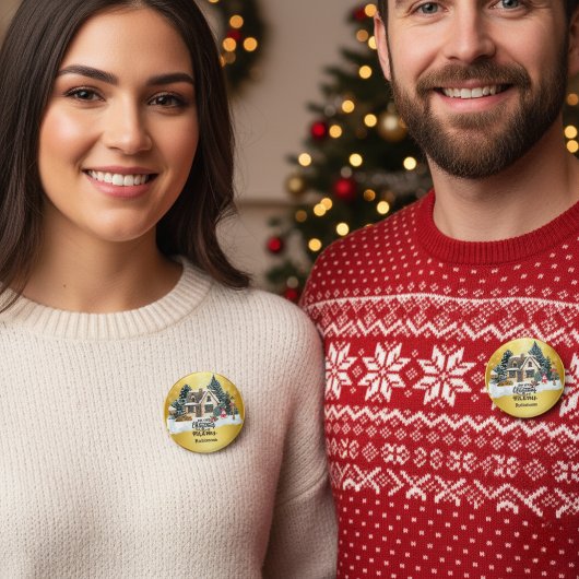 Onze eerste kerst samen aangepaste naam ronde button 3,2 cm