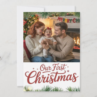 Onze eerste kerst samen als gezin feestdagenkaart